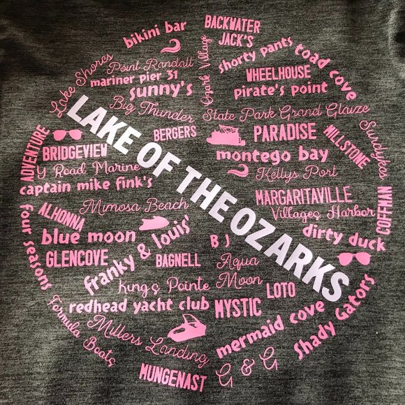 Lake of the Ozarks Upcycled Hoodie, Size M: Zip-Up Jacket, Landmarks Marinas - Picture 7 of 10
